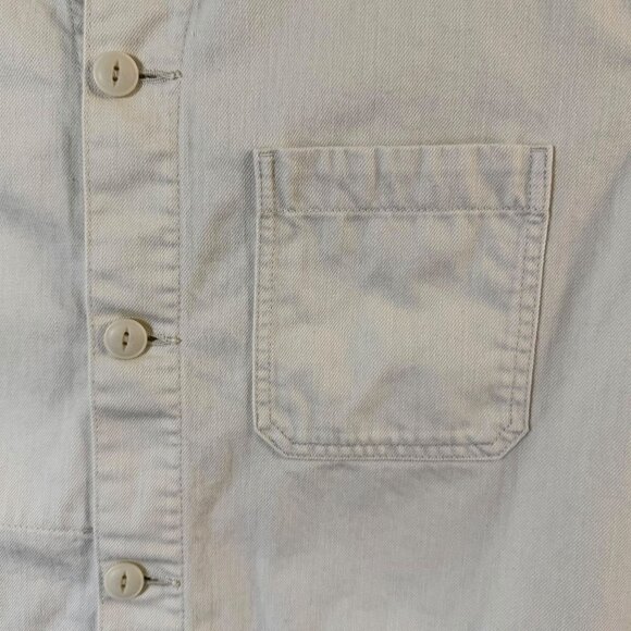 UNIQLO Denim Utility Chore Jacket Off-White Men's Large Military Field Button-Up - Picture 7 of 13